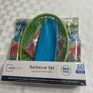 Mainstays Blue and Green Barbecue Set - 30-Piece Outdoor Serveware